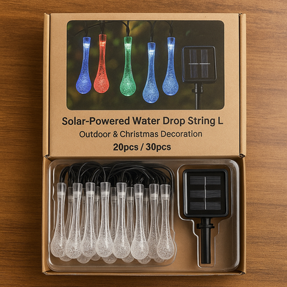 ✨ Solar-Powered Water Drop String Lights – Outdoor & Christmas Decoration (20pcs / 30pcs)