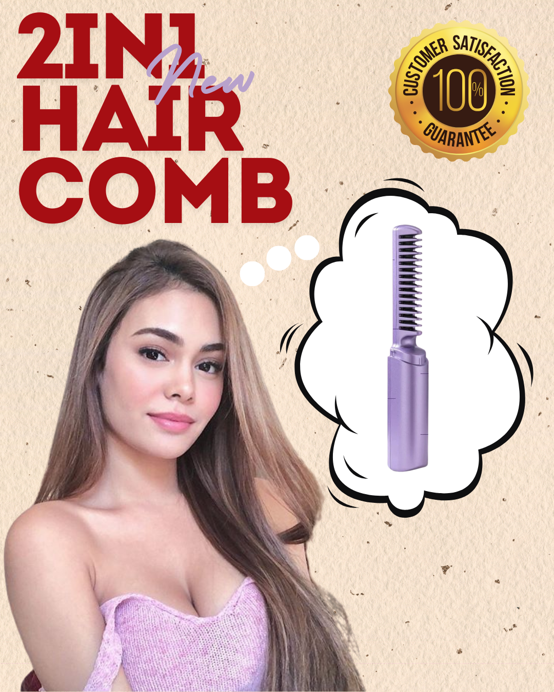 Non-Chalant Favorite ng mga Content Creator tong 2 in 1 Mini Straight Hair heat Comb Straightener