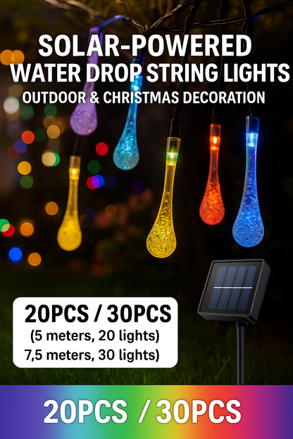 ✨ Solar-Powered Water Drop String Lights – Outdoor & Christmas Decoration (20pcs / 30pcs)