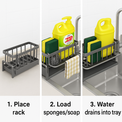 Premium Sponge Drain Rack – Keep Your Sink Area Clean, Dry & Organized Instantly!