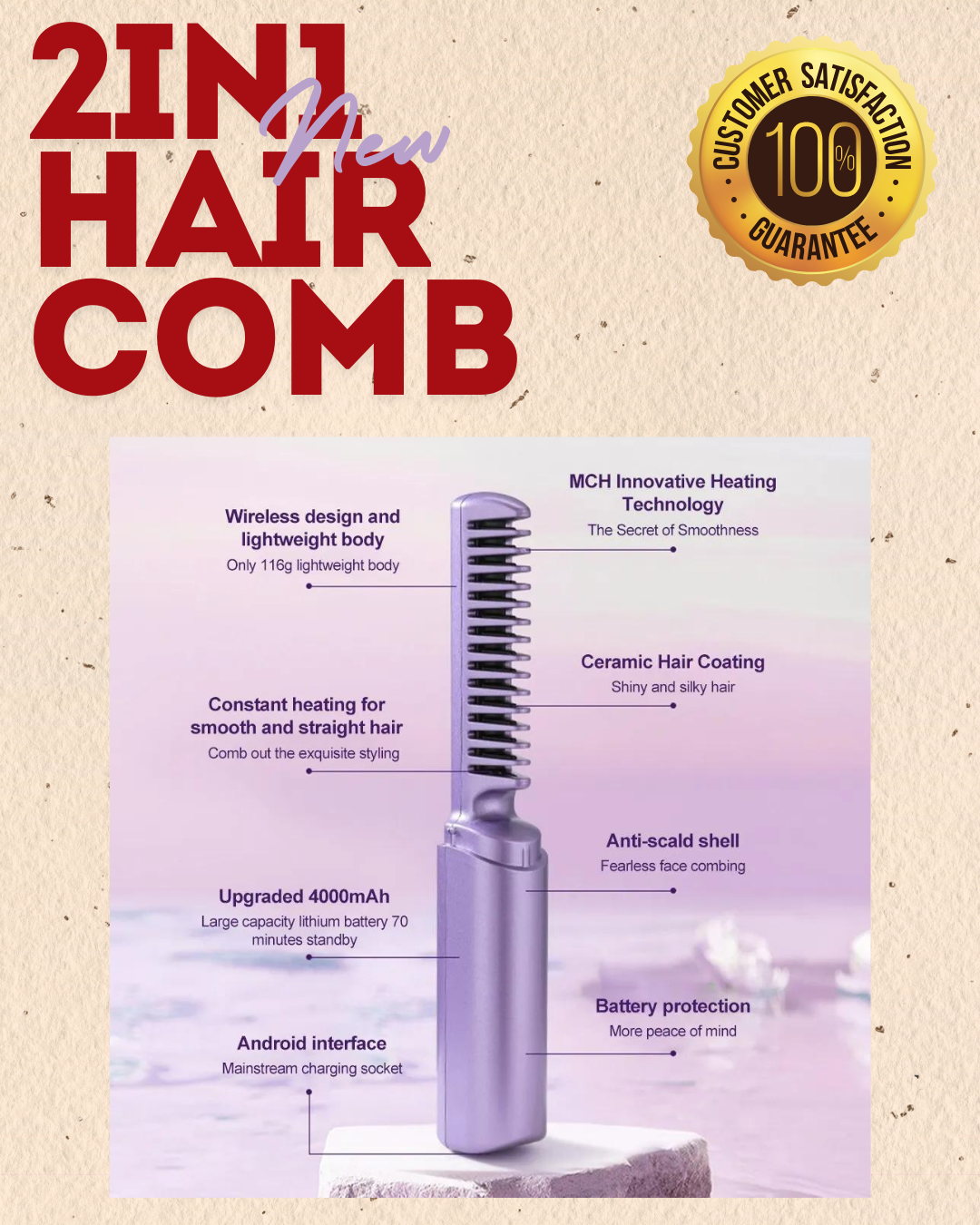 Non-Chalant Favorite ng mga Content Creator tong 2 in 1 Mini Straight Hair heat Comb Straightener