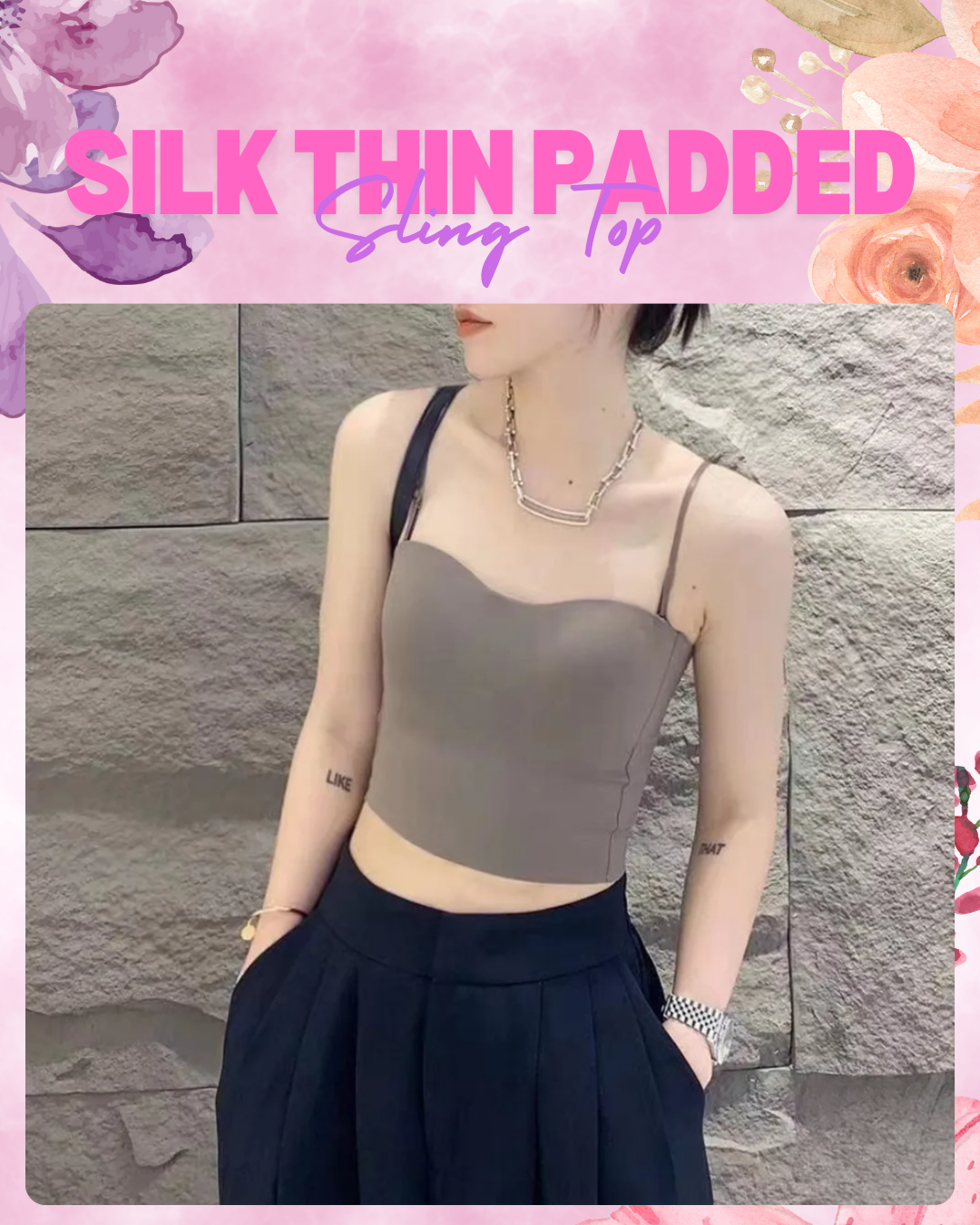 Seamless Silk Thin Padded Sling Top