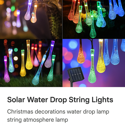 ✨ Solar-Powered Water Drop String Lights – Outdoor & Christmas Decoration (20pcs / 30pcs)