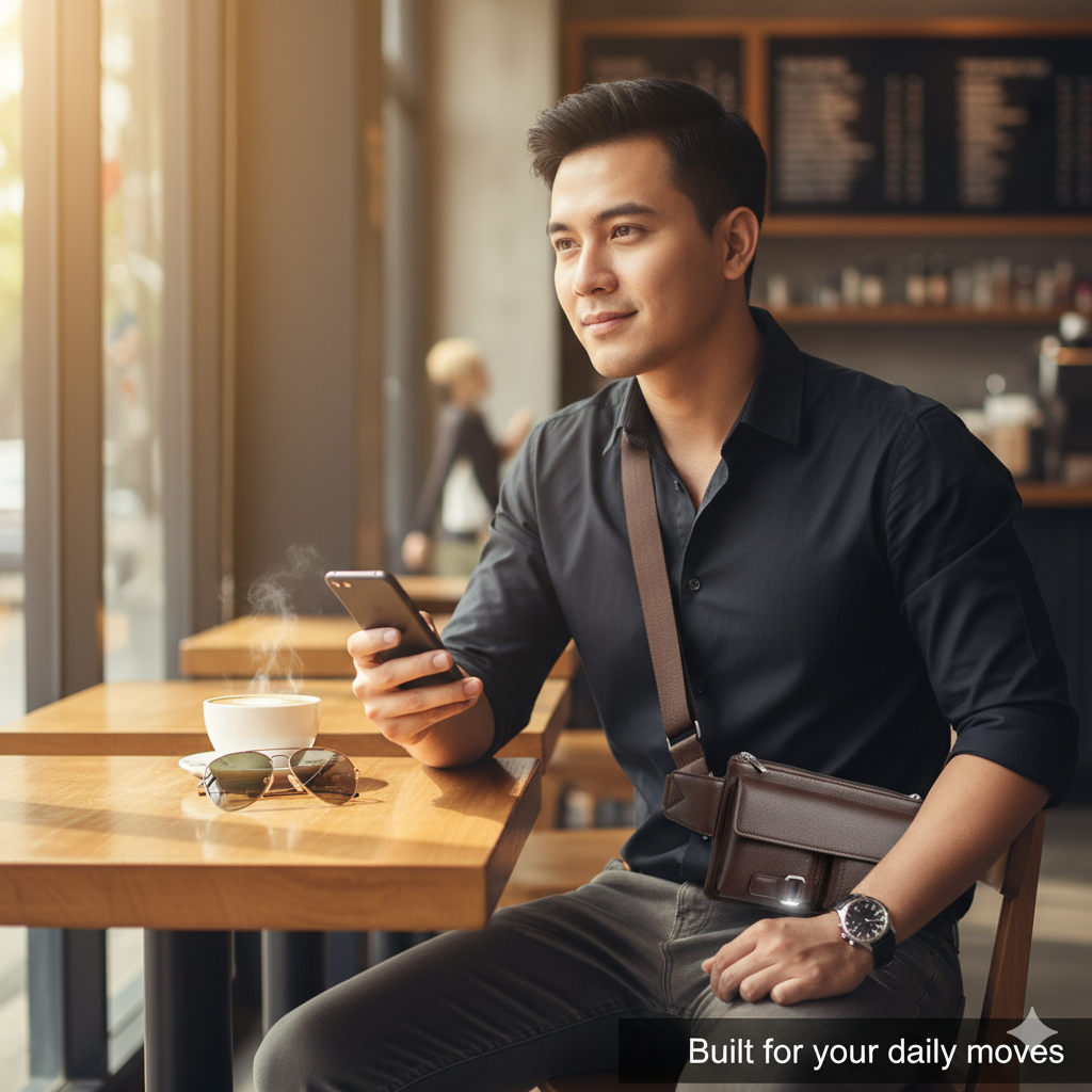 Premium Leather Crossbody & Waist Bag for Men — Tactical Elegance in Every Move