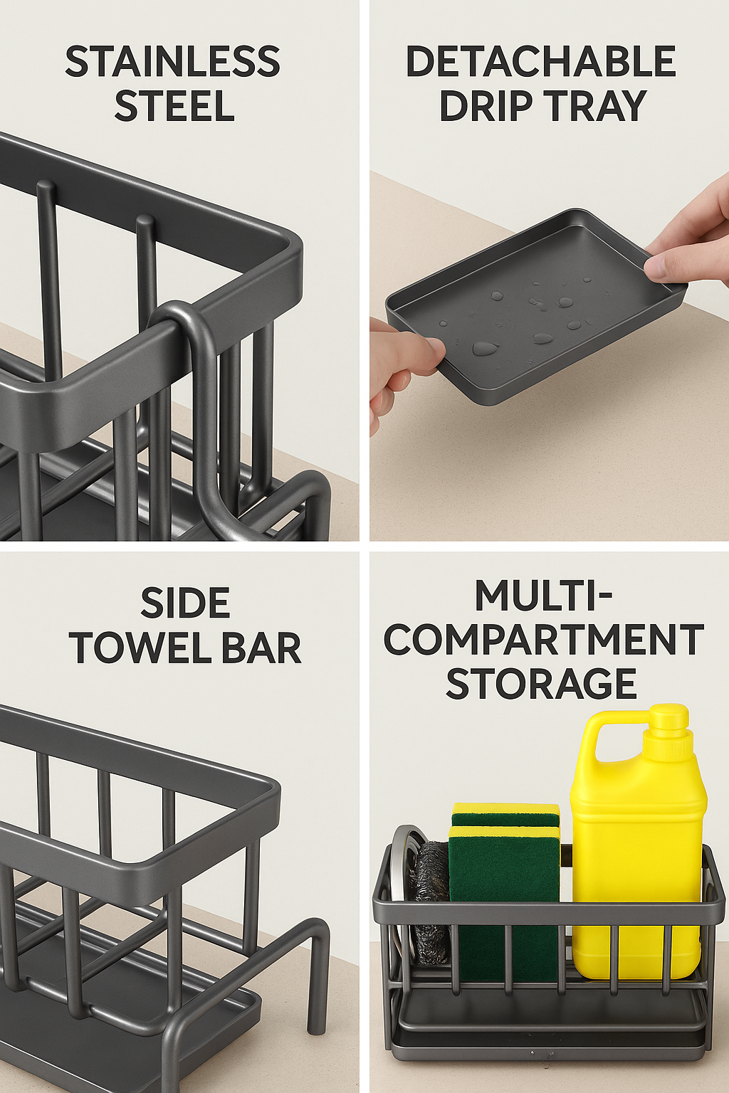 Premium Sponge Drain Rack – Keep Your Sink Area Clean, Dry & Organized Instantly!