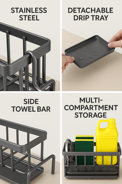 Premium Sponge Drain Rack – Keep Your Sink Area Clean, Dry & Organized Instantly!