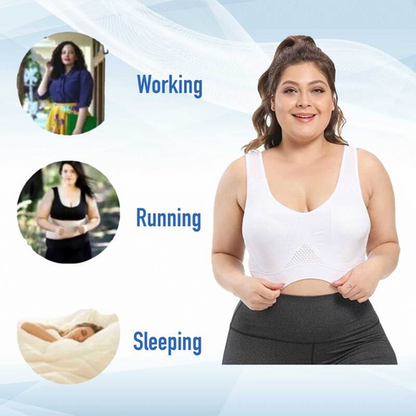 Plus Size Seamless Wire Free Mesh Breathable Cool Lift Up Air Sports Bra