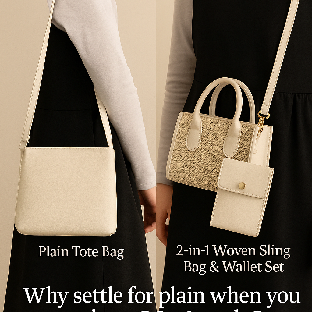 ✨ 2-in-1 Woven Sling Bag & Wallet Set – Stylish & Practical Everyday Essential ✨