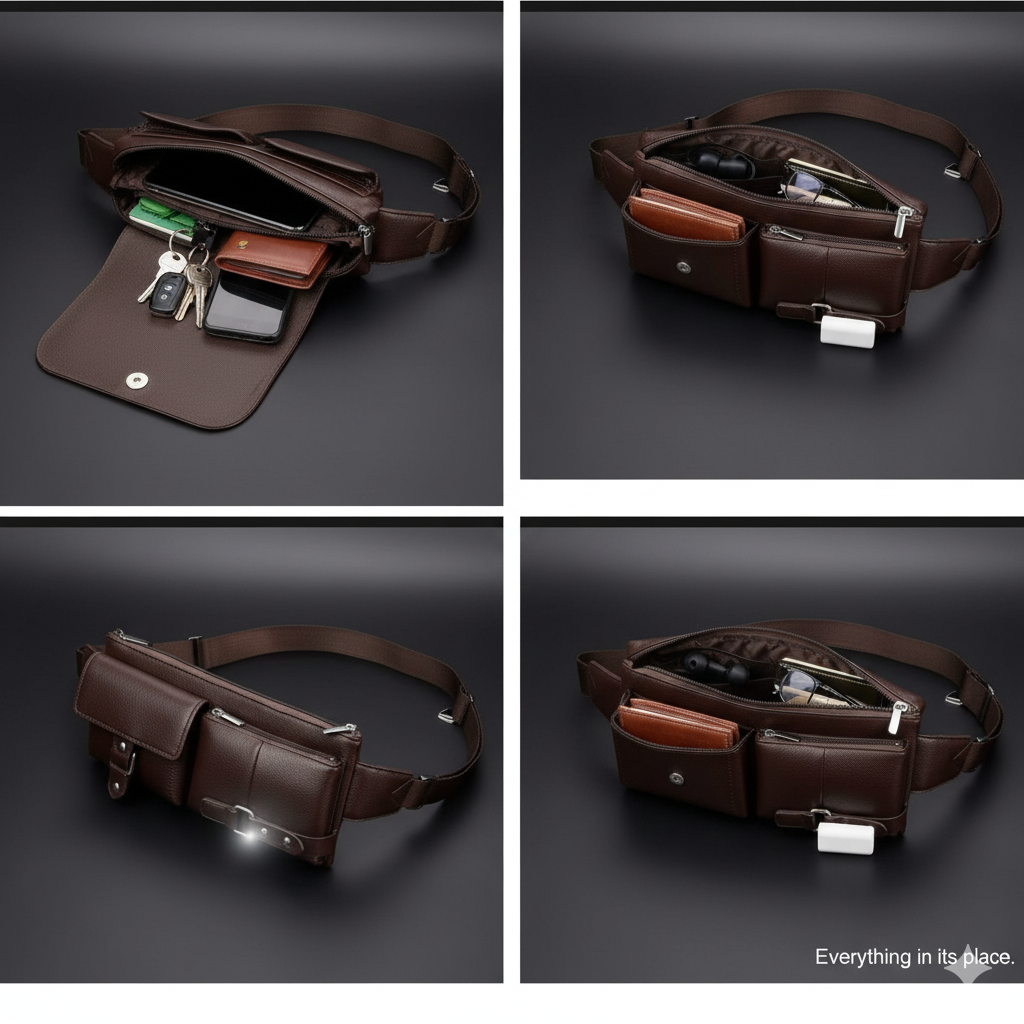 Premium Leather Crossbody & Waist Bag for Men — Tactical Elegance in Every Move