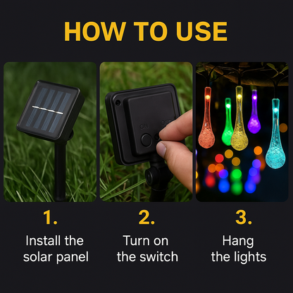 ✨ Solar-Powered Water Drop String Lights – Outdoor & Christmas Decoration (20pcs / 30pcs)