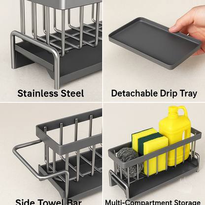 Premium Sponge Drain Rack – Keep Your Sink Area Clean, Dry & Organized Instantly!