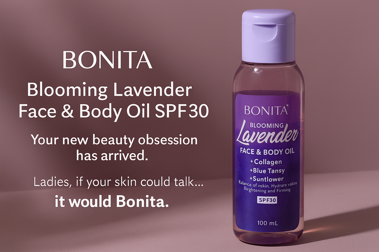 Bonita Lavender Face and Body Oil SPF30 100ml Buy 1 take 1