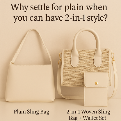 ✨ 2-in-1 Woven Sling Bag & Wallet Set – Stylish & Practical Everyday Essential ✨