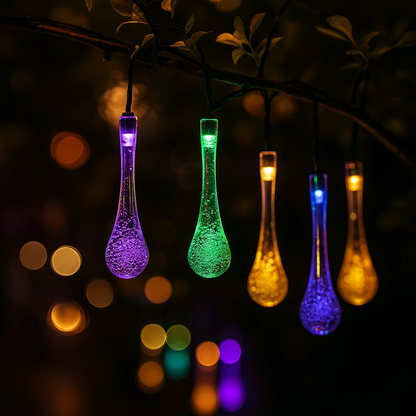 ✨ Solar-Powered Water Drop String Lights – Outdoor & Christmas Decoration (20pcs / 30pcs)