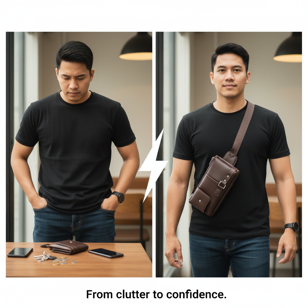 Premium Leather Crossbody & Waist Bag for Men — Tactical Elegance in Every Move