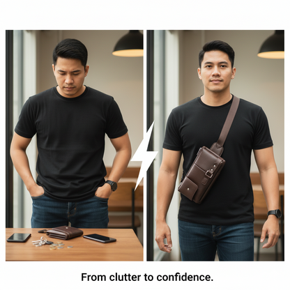 Premium Leather Crossbody & Waist Bag for Men — Tactical Elegance in Every Move