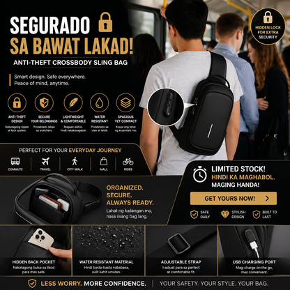Anti-Theft Crossbody Sling Bag
