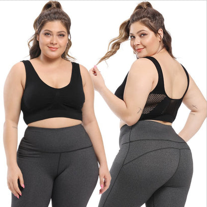 Plus Size Seamless Wire Free Mesh Breathable Cool Lift Up Air Sports Bra