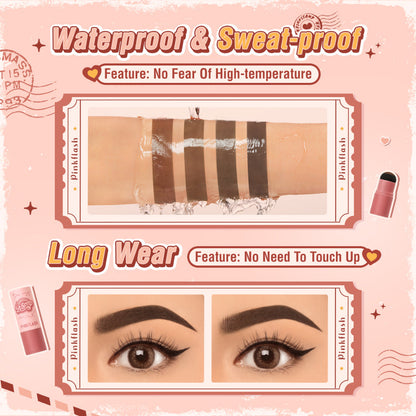 Pinkflash 3 In 1 Multi-Use Waterproof Eyebrow Powder Cushion Stamp With 10 Reusable Stencil Set