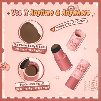 Pinkflash 3 In 1 Multi-Use Waterproof Eyebrow Powder Cushion Stamp With 10 Reusable Stencil Set