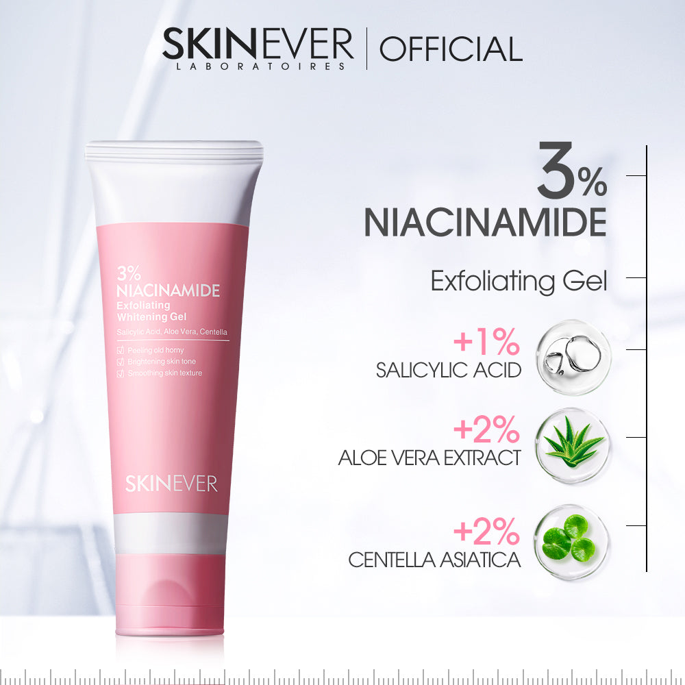 SKINEVER Niacinamide pink Exfoliating Gel Whitening Facial Body Scrub Blackhead Removal 55ML