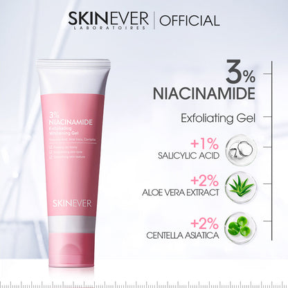 SKINEVER Niacinamide pink Exfoliating Gel Whitening Facial Body Scrub Blackhead Removal 55ML