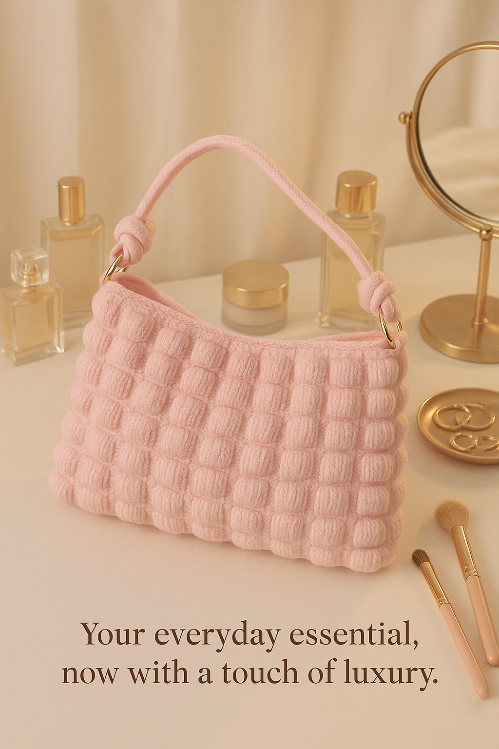 ✨ Fluffy Bubble Knit Shoulder Bag – Soft & Stylish Everyday Tote ✨
