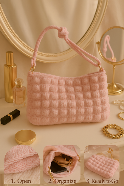 ✨ Fluffy Bubble Knit Shoulder Bag – Soft & Stylish Everyday Tote ✨