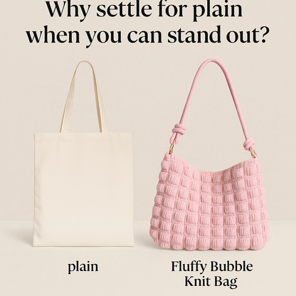 ✨ Fluffy Bubble Knit Shoulder Bag – Soft & Stylish Everyday Tote ✨