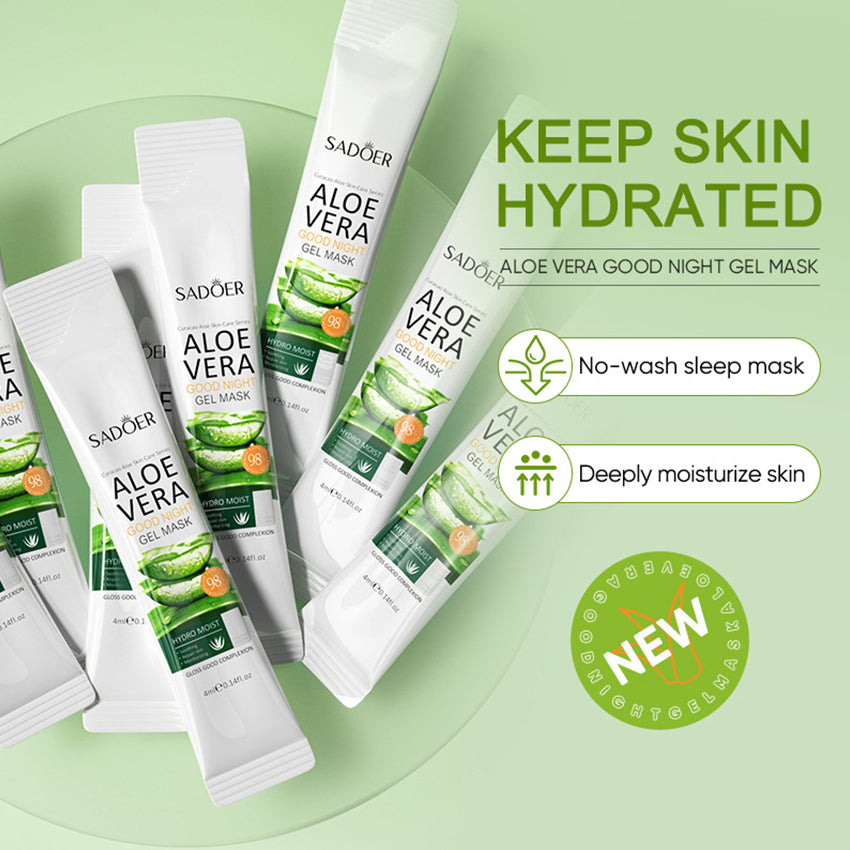 SADOER Aloe Vera Frozen Mask Jelly Hydrating Moisturizing Whitening Brightening Sleeping 4ml